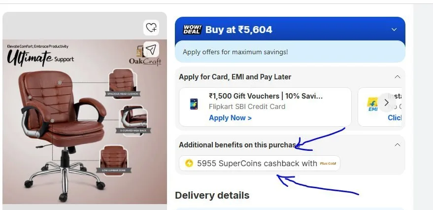 🔥 LOOT - Loot deal for needy - 100% Supercoins cashback offer - Leatherette Office Executive Chair at rs 5999