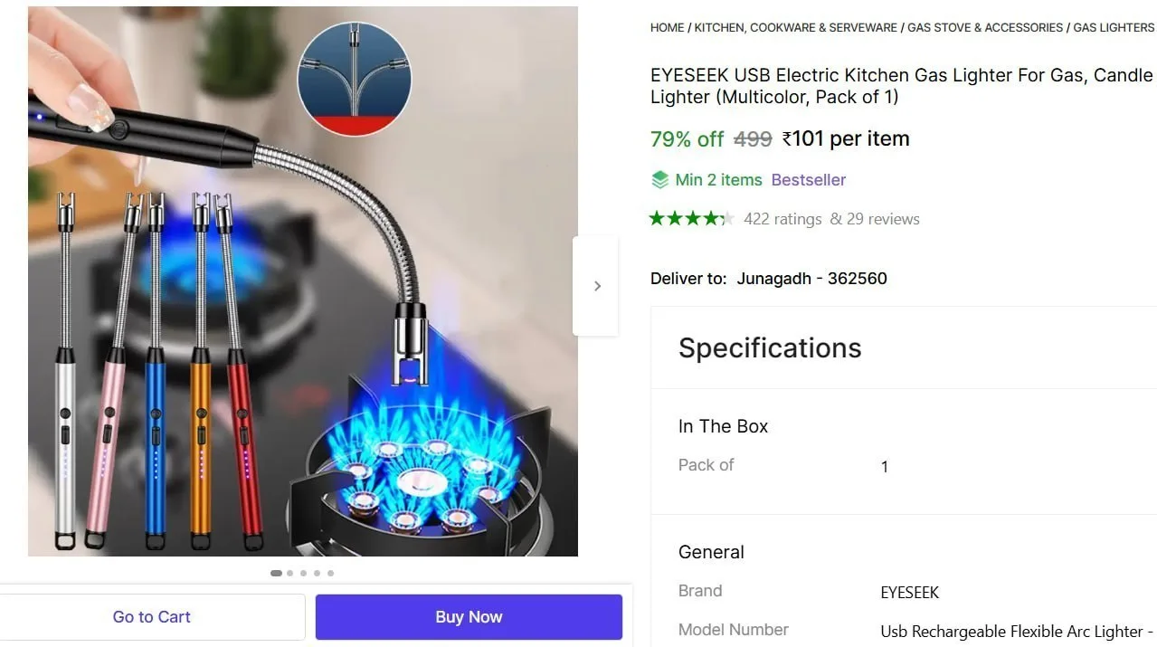 **Shopsy | 🔥  Electric Kitchen Lighter @ ₹101