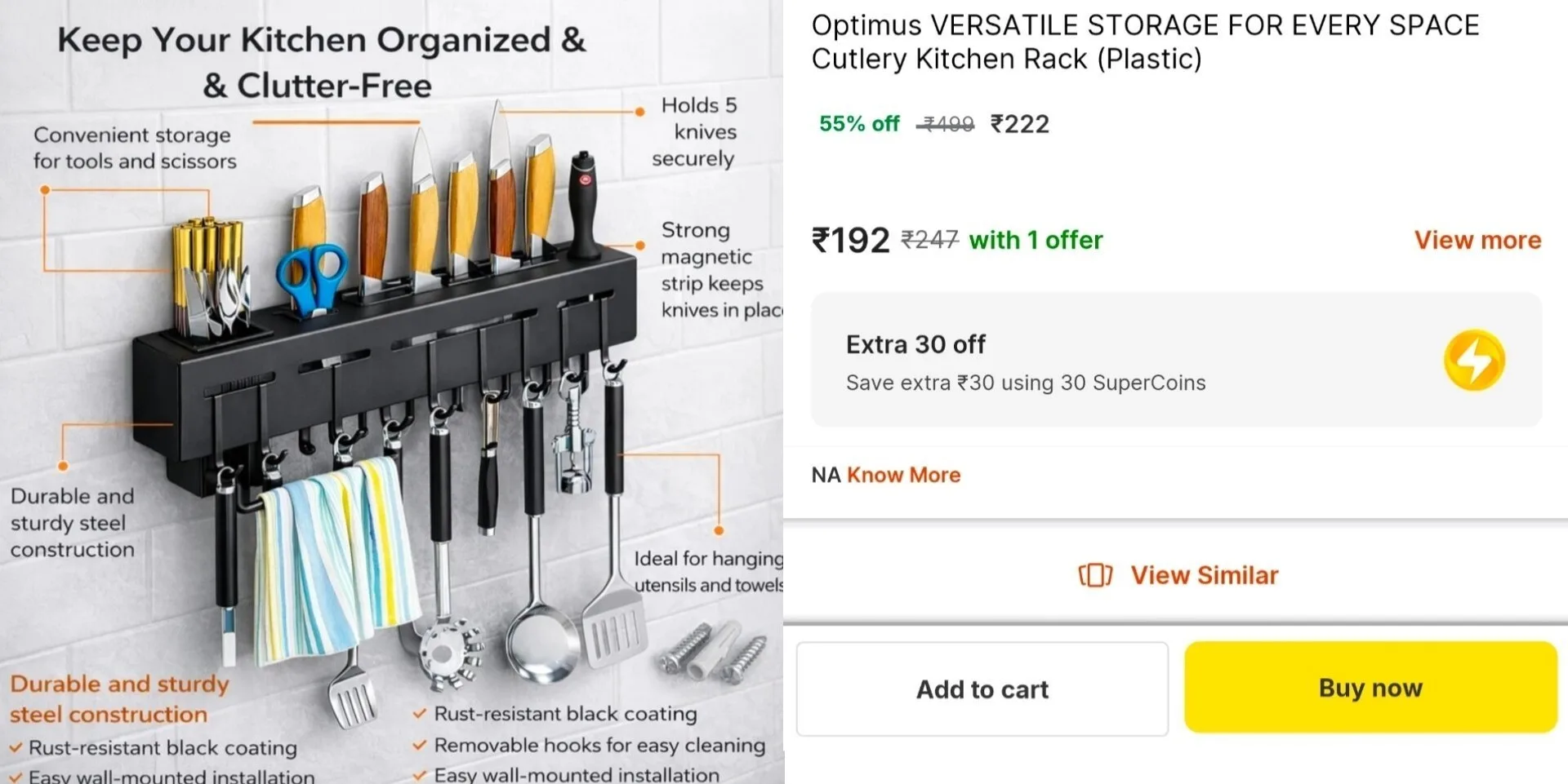 Cutlery Kitchen Rack at ₹222