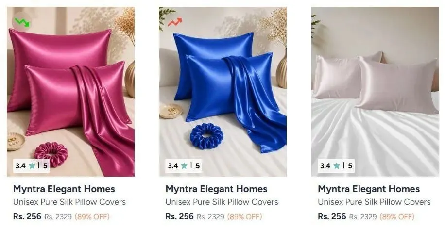Combo Deal – Myntra | Satin Pillow cover starting at 256/- + additional coupon, Umbrella Starting at 369/-  + Additional Coupon, Clocks under 500/-  + Additional Coupon of 20%, Ceiling lamp Starting at 399/- + additional coupon & 3 more
