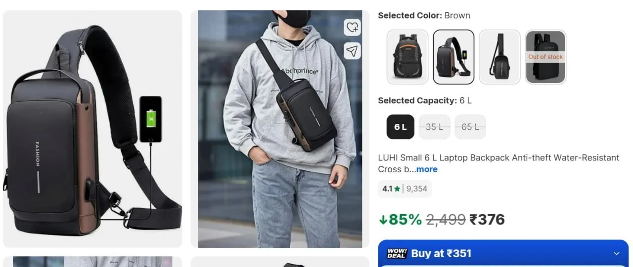 Luhi Laptop Backpack With Charging Port At Rs.376