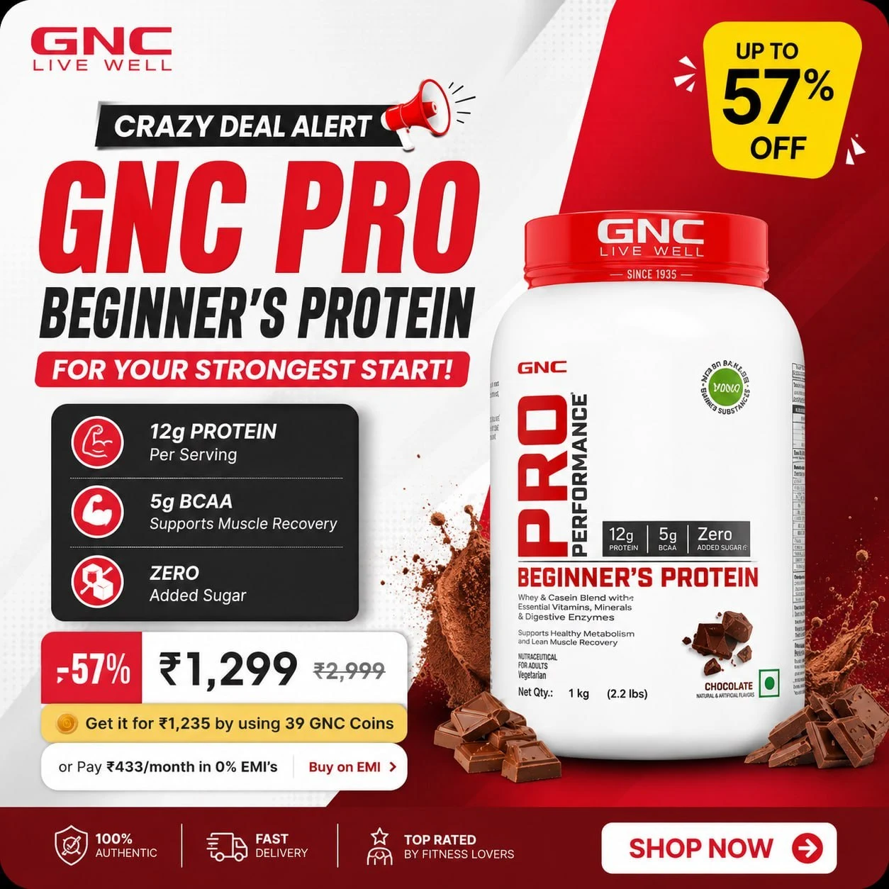 GNC Beginner's Protein (1KG) 🍫