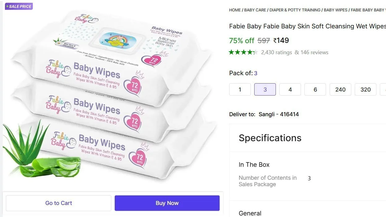 Cleansing Wet Wipes, Pack Of 3  149