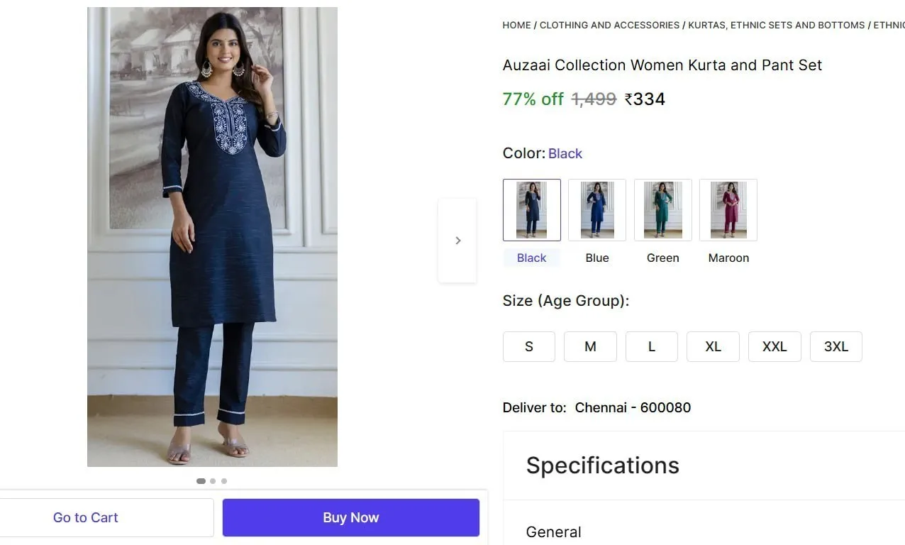 Women Kurta and Pant Set @ 334
