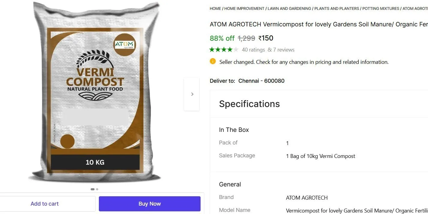 10kg Vermi Compost  150