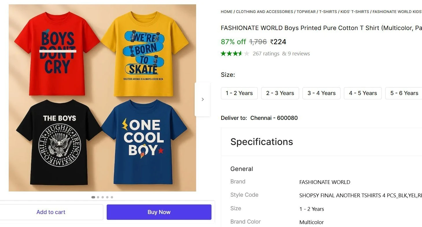 Boys Printed T-Shirt (Pack of 4) @ 224