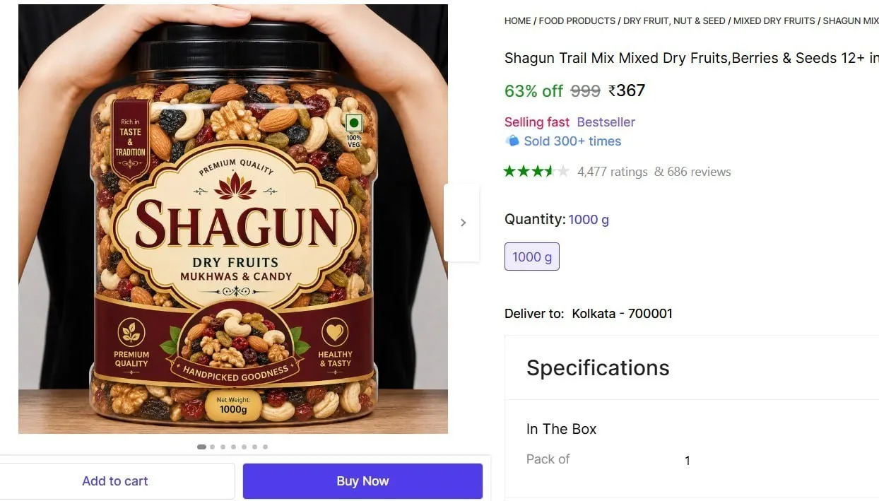 1KG Mix Dry Fruits @ 367