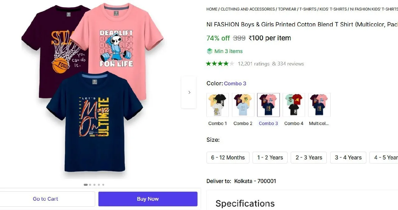 **Shopsy | 🔥  Boys & Girls Printed Cotton Blend T-Shirt @ ₹100**