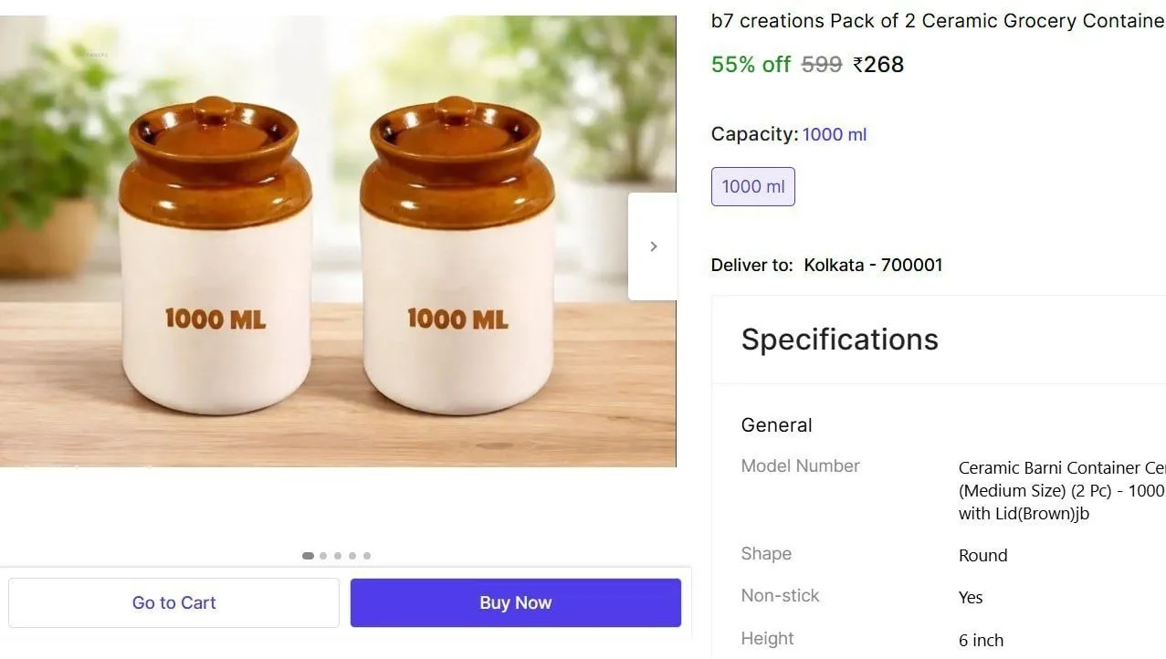 Pack of 2 Ceramic Grocery Container - ₹268