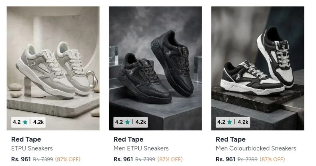 Myntra : Upto 87% Off : Red Tape Shoes.
