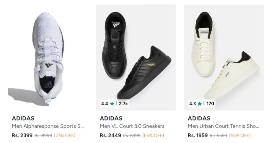 Myntra  Upto 74% Off On Adidas Shoes. Men