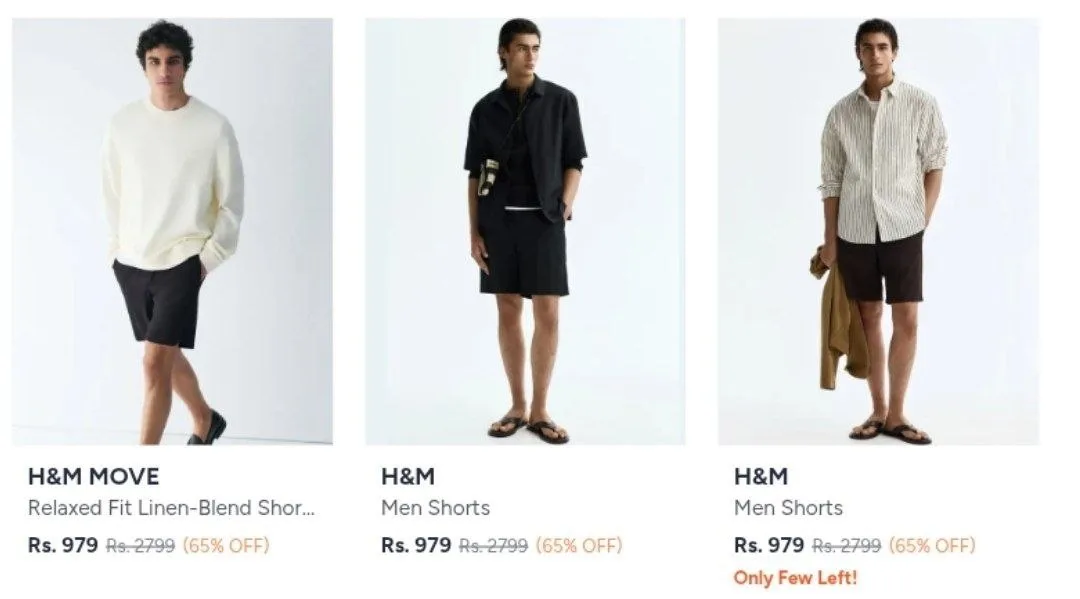 Myntra  Upto 75% Off On H&M Clothing + Extra Off Using Coupon Men
