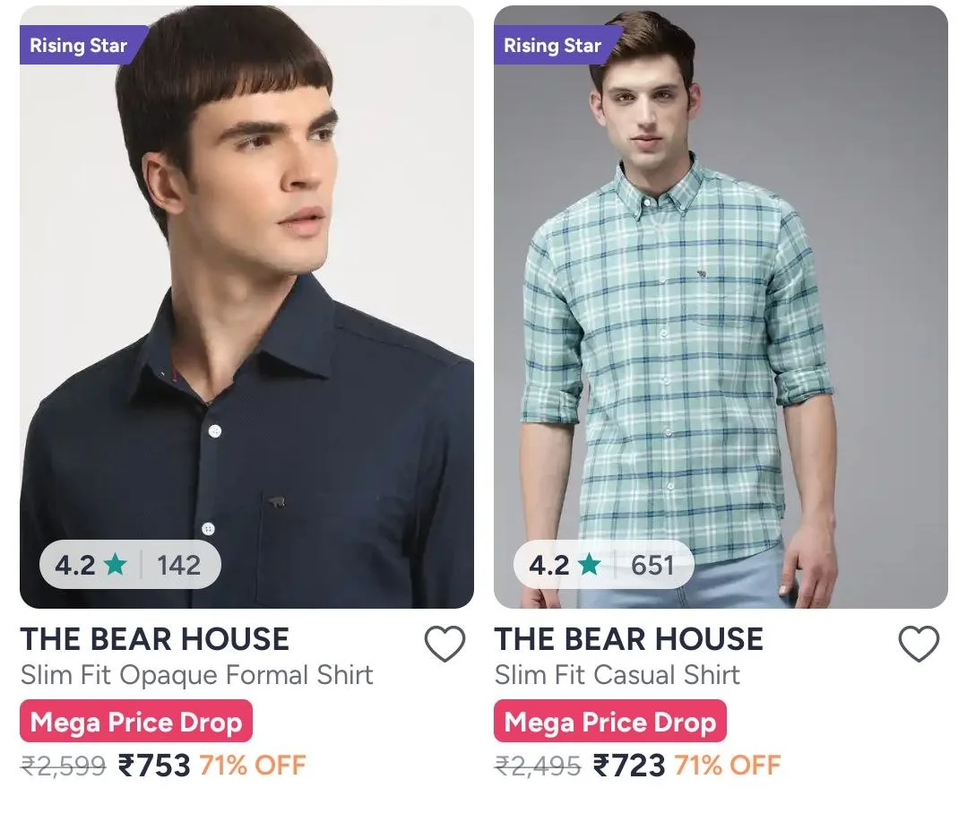 Myntra  Upto 71% Off On The Bear House Clothing. Shirts