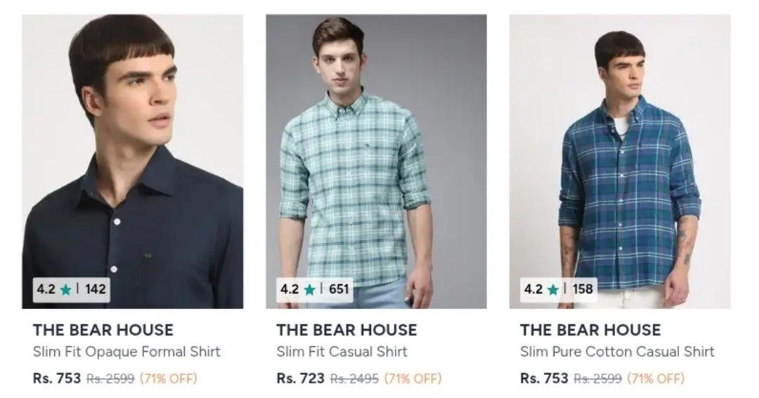 Myntra  Upto 71% Off On The Bear House Clothing. Shirts