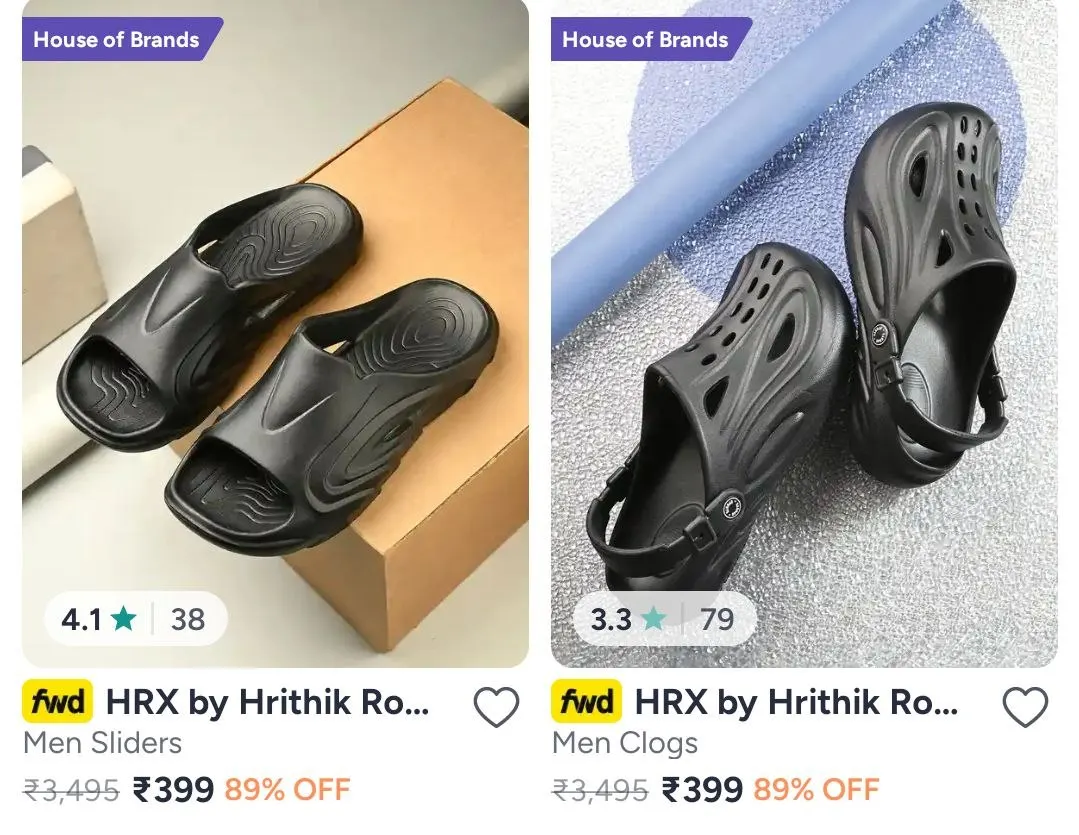 Combo Deal – Myntra  Upto 89% Off On HRX Footwear. Men's, Myntra  Upto 89% Off On HRX Footwear. Women's, Myntra  Upto 89% Off On HRX Footwear. Shoes