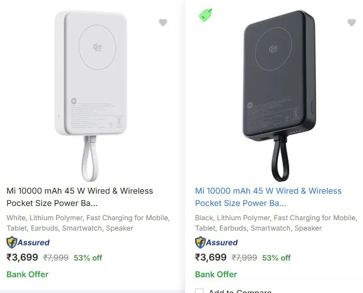 Mi Magnetic 10,000mAh 45W Powerbank at 3699.