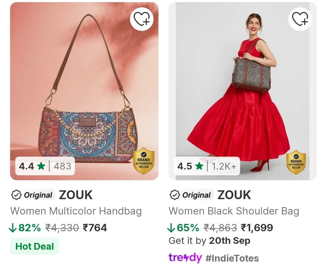 Flipkart | Upto 82% Off - Zouk Womens Bags Starting From @Rs.764