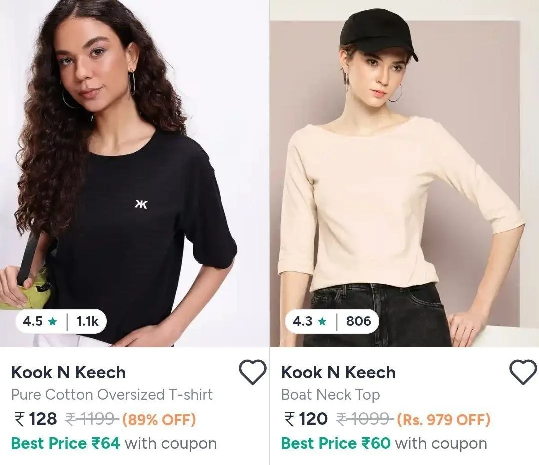 Combo Deal – Myntra  Upto 89% Off On Kook N Keech Clothing. Men's, Myntra  Upto 89% Off On Kook N Keech Clothing. Women's