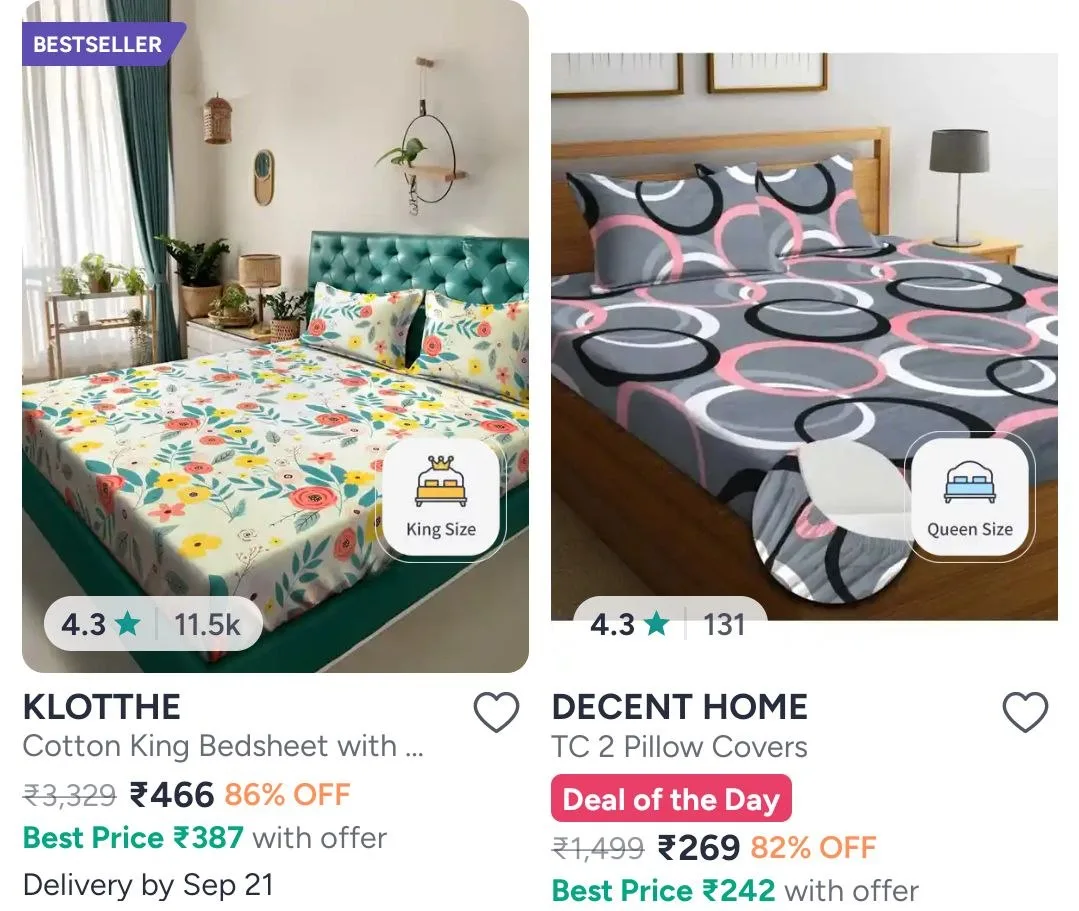 Myntra | Min 70% off on Double Bed Cotton Bedsheets