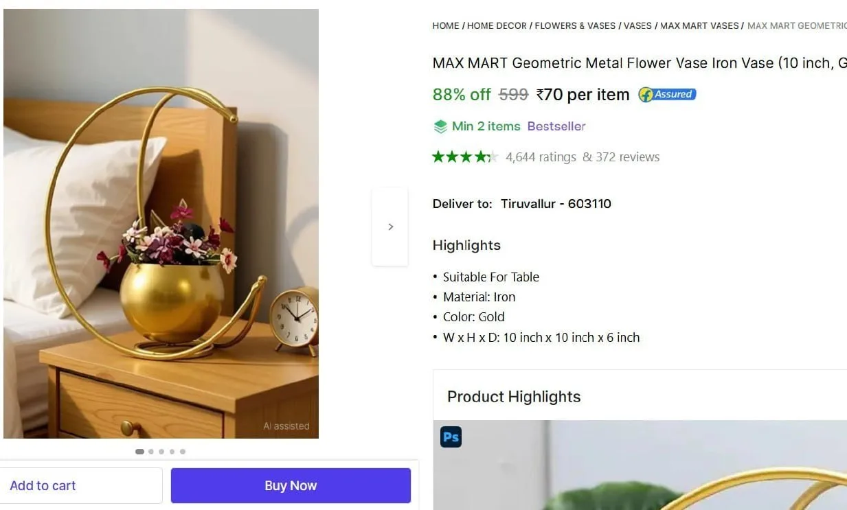 **Shopsy | 🔥  Metal Flower Vase Iron Vase @ ₹70