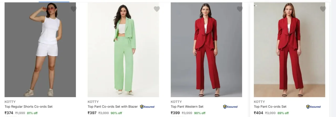 **Flipkart | Upto 90% Off - Kotty Co Ords For Women