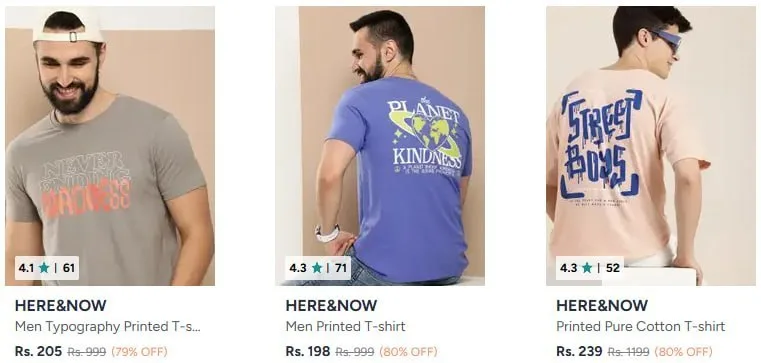 ❇️ Upto 85% Off On Men's Here & Now Clothing