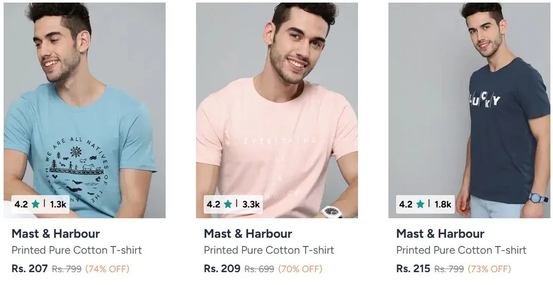 Myntra : Upto 75% Off On Mast & Harbour Men's Clothing.