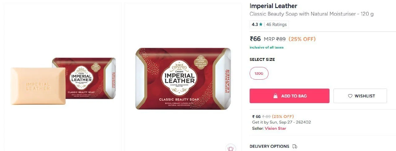 **Myntra |  Imperial Leather Classic Beauty Soap - 120 g @ ₹66**