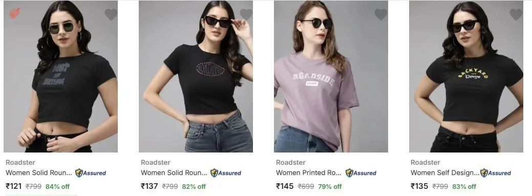 **Flipkart | Minimum 70% Off - Roadster Women T-Shirts