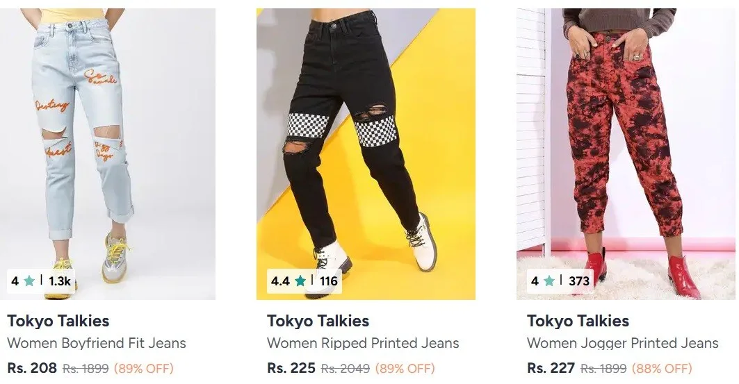 Combo Deal – Myntra : Branded Jeans Upto 89% Off Starts From ₹208, Men : [https://myntr.in/pnYfRi](https://myntr.in/pnYfRi), Women : [https://myntr.in/MSqVSL](https://myntr.in/MSqVSL), Option 4