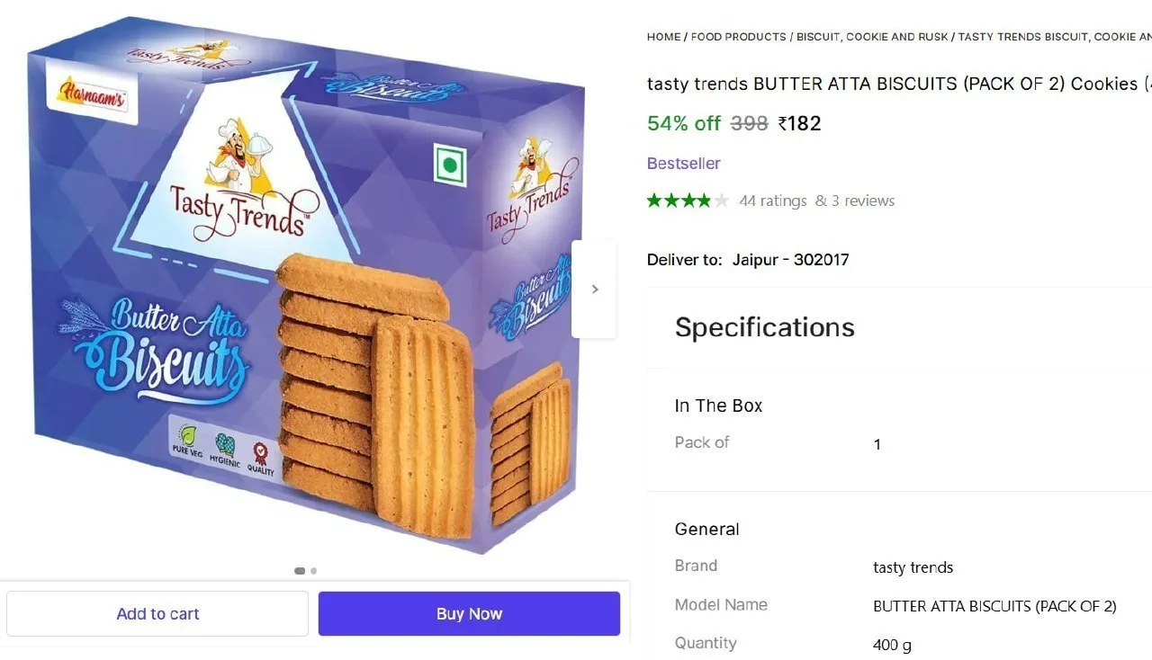 Tasty Trends Butter Atta Biscuits Cookies (Pack Of 2) 182