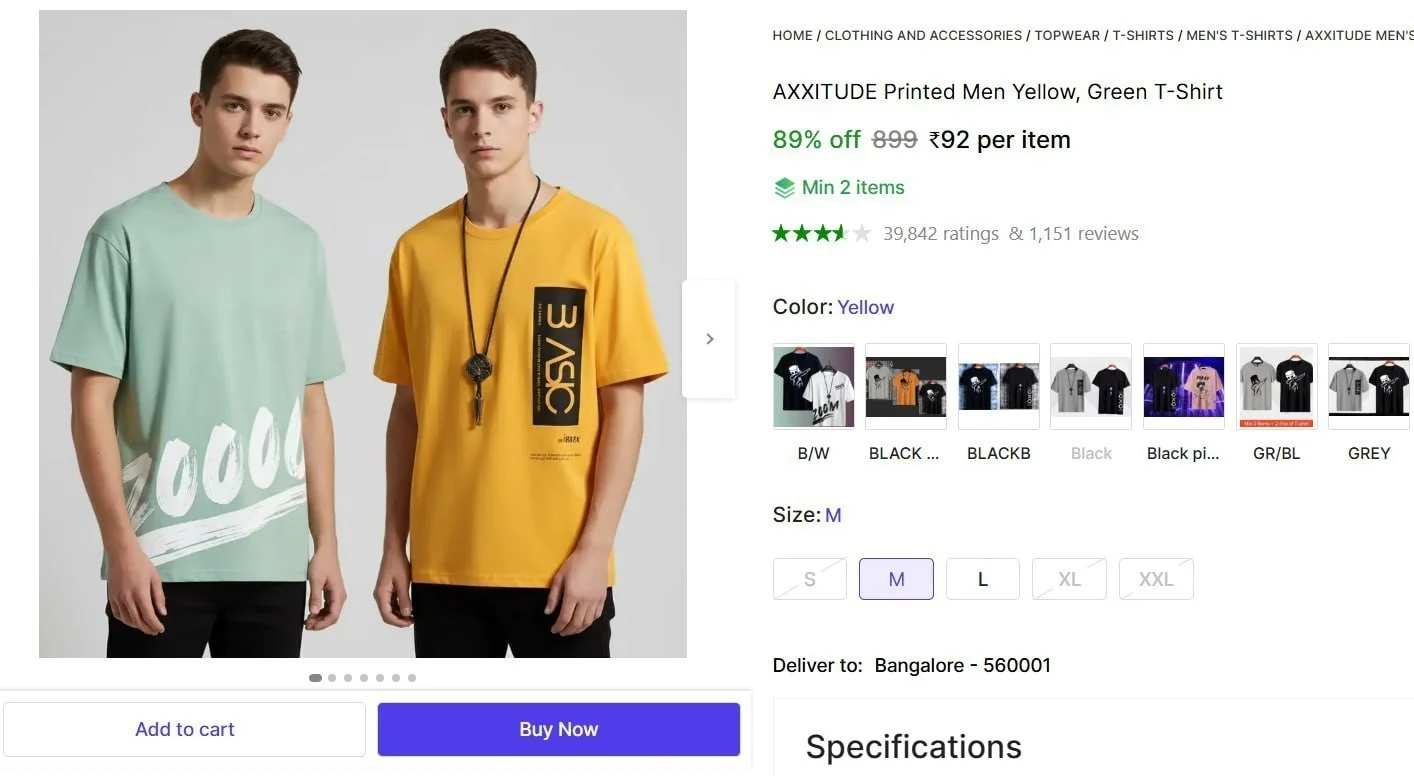 Men's Printed Half T-Shirt @ ₹92