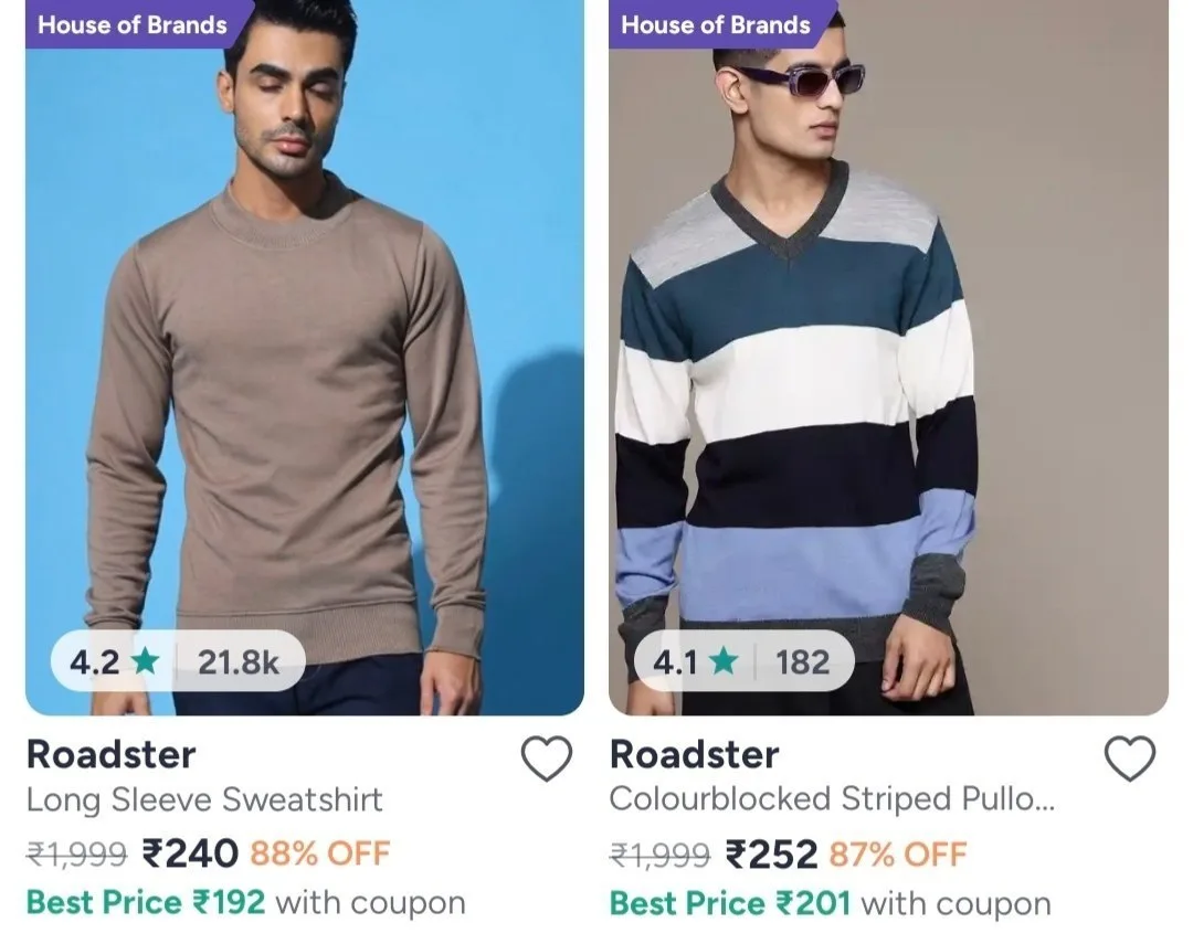 Roadster Sweatshirts From ₹240