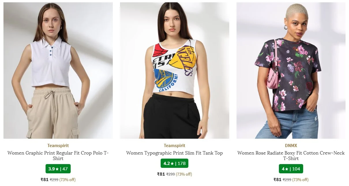 🔥 LOOT - **Ajio LOOT : Min 75% Off On Women T-shirts Starting From @81****🔥****🔥****