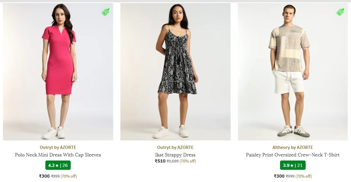 Ajio | Azorte Online  - Minimum 70% OFF.