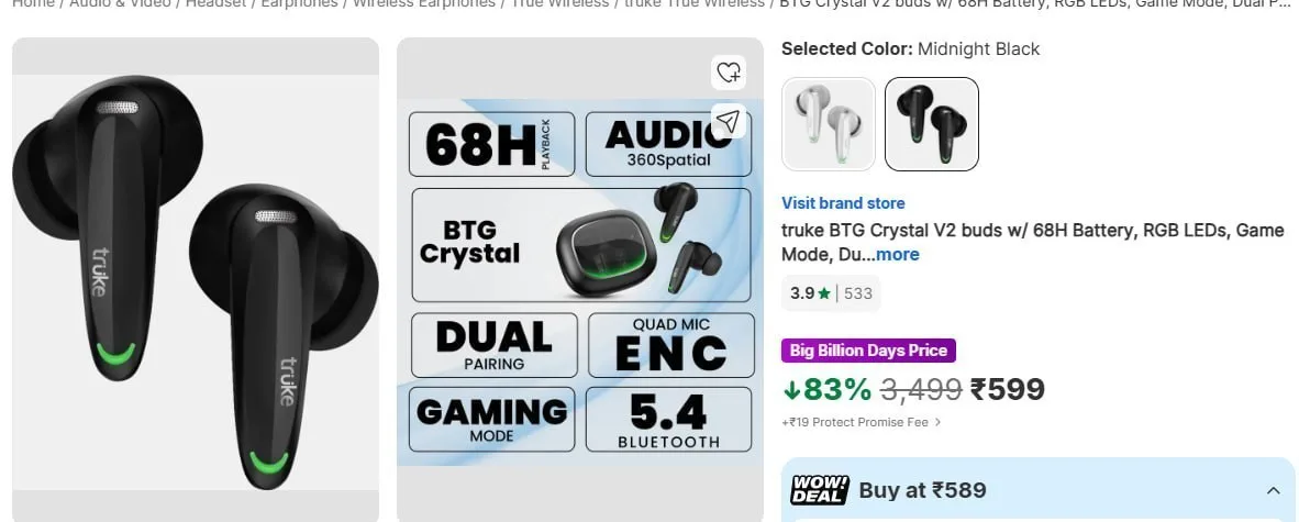 83% Off - Truke Bluetooth Headset At Rs.599