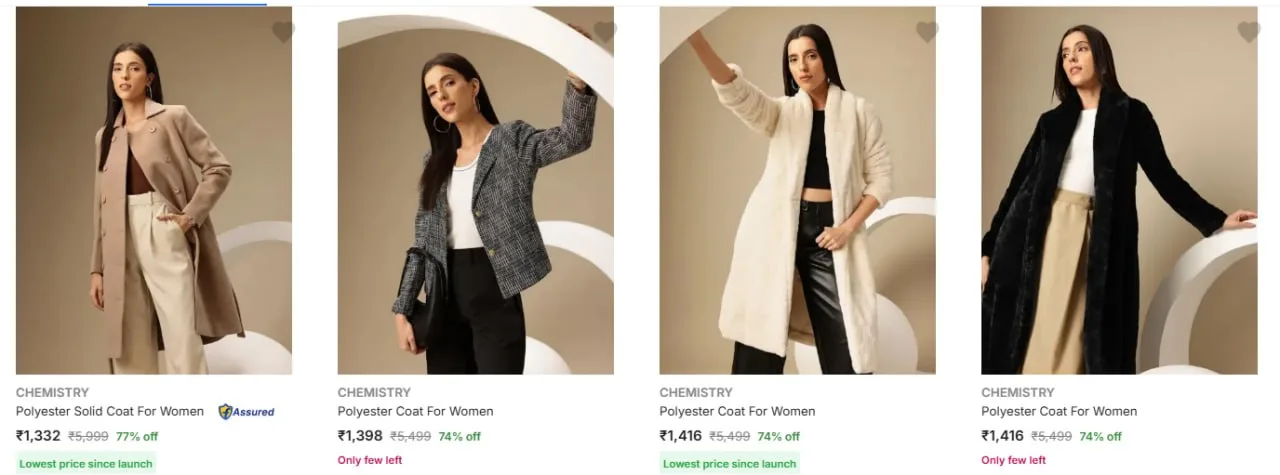 ❇️ Chemistry Women's Coats upto 82%