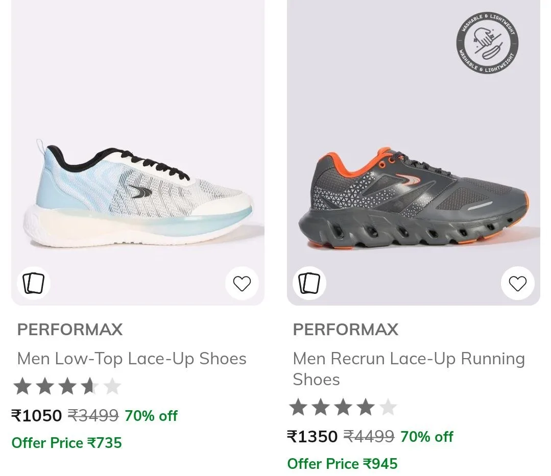 Combo Deal – AJIO Loot  Flat 70-75% Off On Performax Clothing. Men, AJIO Loot  Flat 70-75% Off On Performax Clothing. Shoes, AJIO Loot  Flat 70-75% Off On Performax Clothing. Women, AJIO Loot  Flat 70-75% Off On Performax Clothing. Shoes