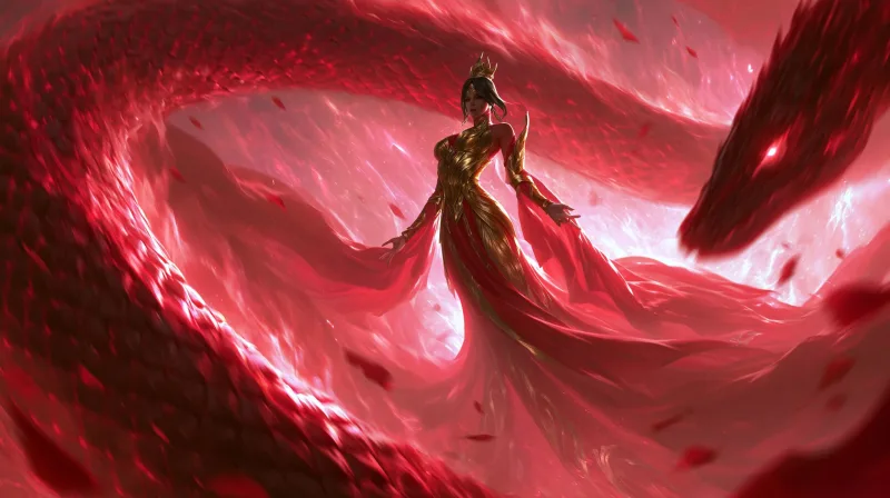 Empress of the Crimson Serpent — high-resolution wallpaper (2560×1433)