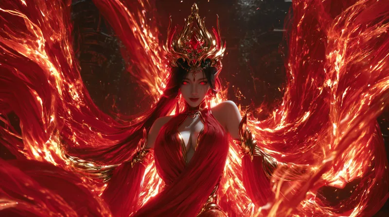 Ember Empress of Flame — high-resolution wallpaper (2560×1433)