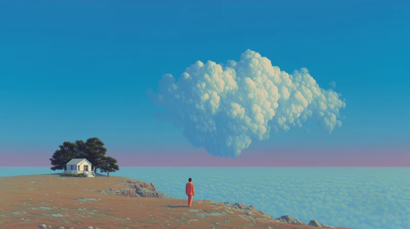Solitary Cloud Horizon — high-resolution wallpaper (2912×1632)