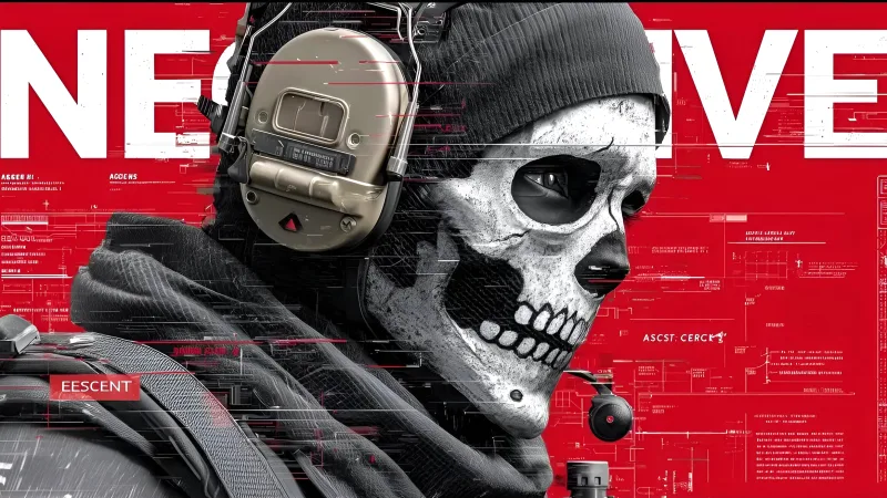 Tactical Skull Operator — high-resolution wallpaper (2332×1312)