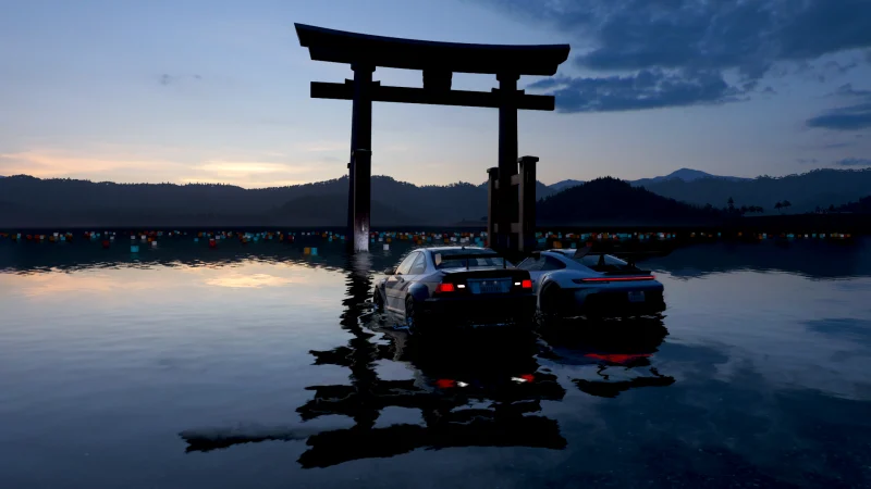 Twilight Torii Drift — high-resolution wallpaper (1920×1080)