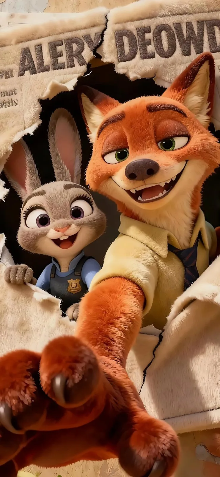 Fox and Bunny Duo — high-resolution wallpaper (1664×3598)