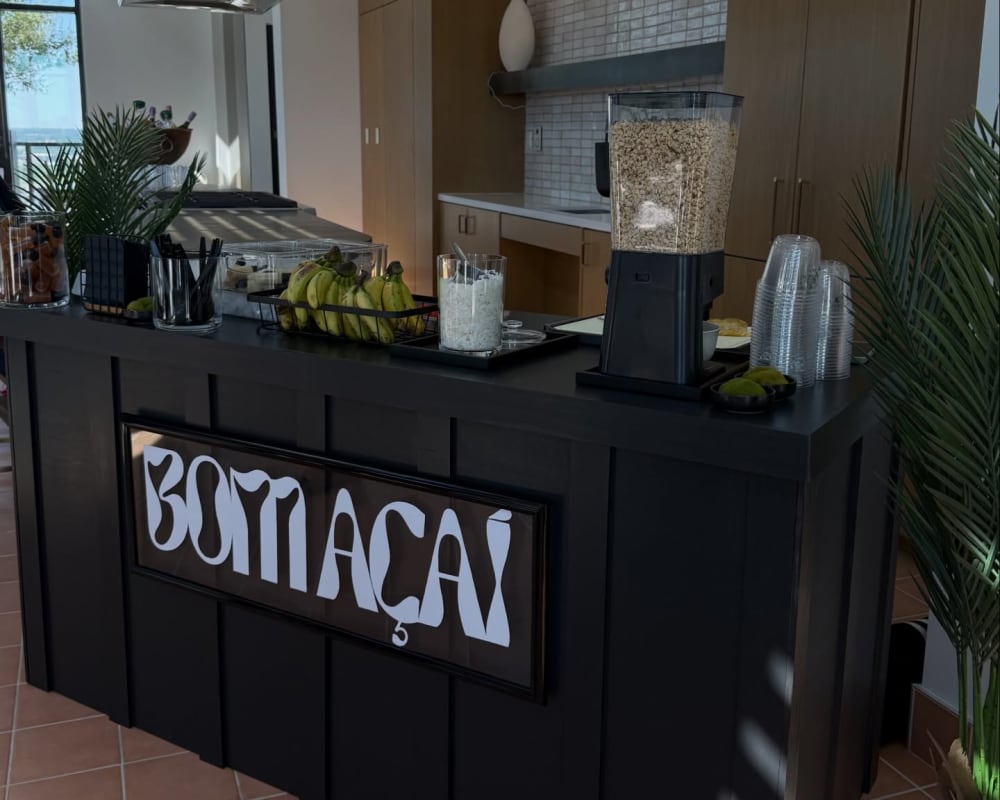 Bom Açaí bar set up at a private event