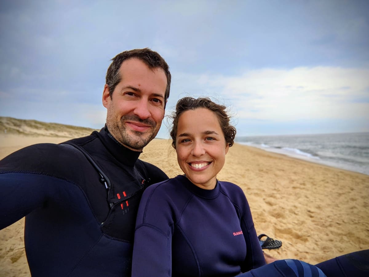 Suited up at the beach.