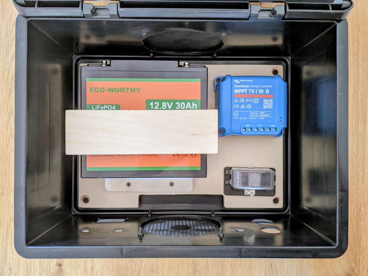 Fitting into the Eurobox with wiring, fan and the first connectors installed.