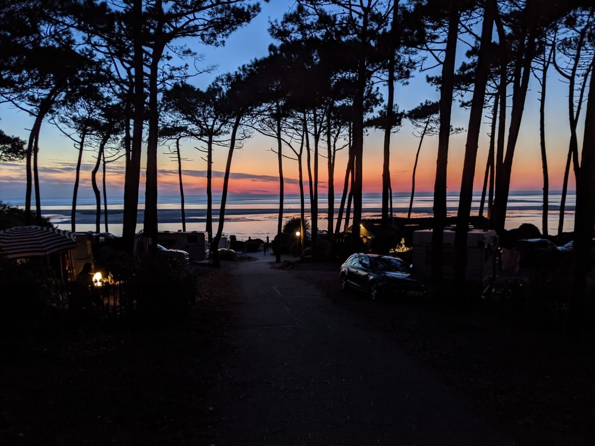 The pitch after sunset.