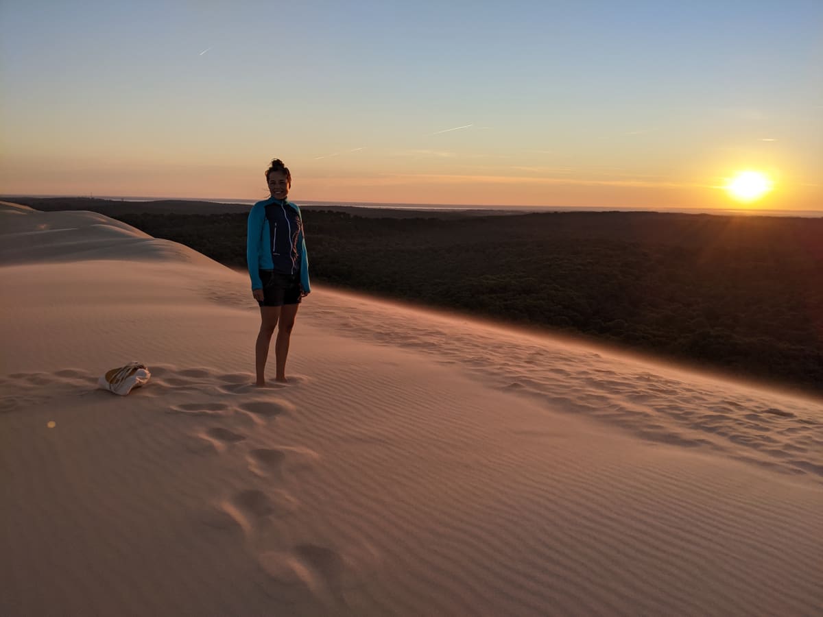 Susi greeting the rising sun.