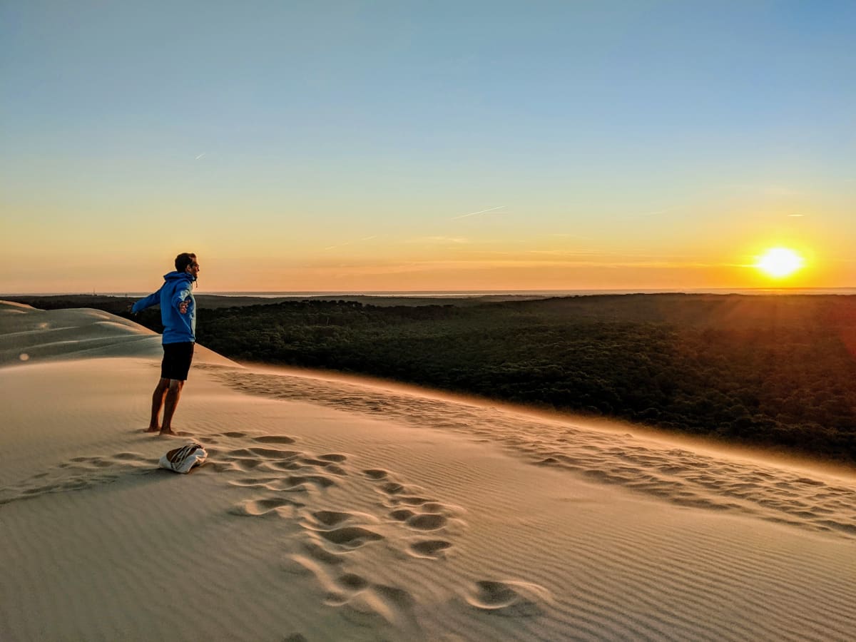 Fred greeting the rising sun.